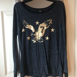 Black and Gold Long sleeved American Eagle top